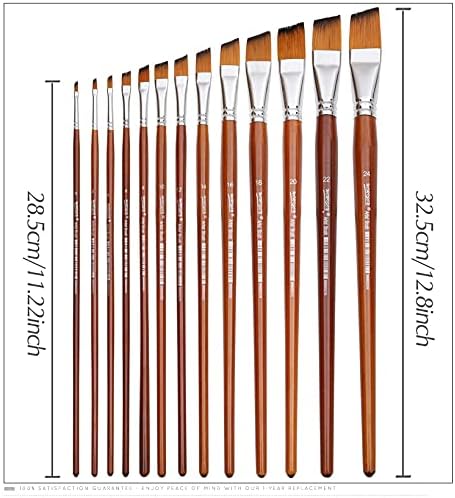 SAWQF 13 adet Açılı Boya Fırçaları Profesyonel Uzun Saplı Boya Fırçası Eğik Şekil Suluboya Resim Yağı Akrilik Naylon Saç