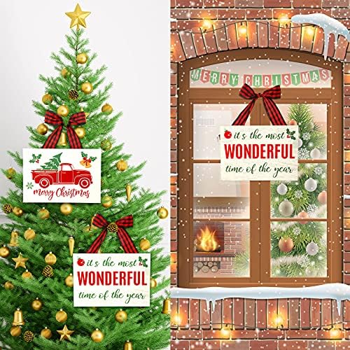 2 Adet Noel Duvar Dekoru Ahşap Tabelalar Asılı Merry Christmas Ahşap Tabela Yılın En Güzel Zamanı Burcu Komik Ahşap Noel