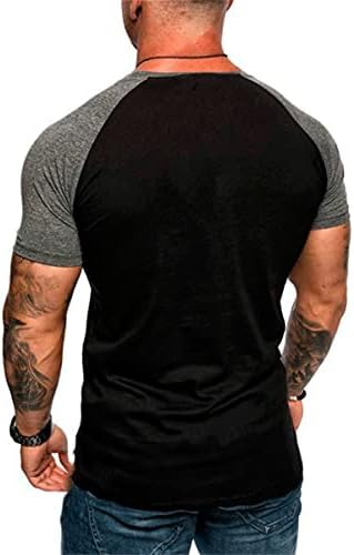 Erkek Kısa Kollu Ekip Boyun T Shirt Renk Blok Temel Pamuk Tees Yaz Casual Slim Fit Tops Gömlek