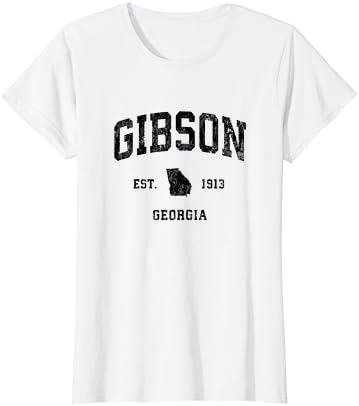 Gibson Georgia GA Vintage Atletik Siyah Spor Tasarım Tişört