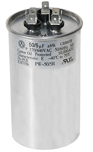 PowerWell 50 + 5 MFD uf PW-50/5/R 370 veya 440 Volt Çift Çalışma Yuvarlak Kondansatör Kondenser için düz Serin veya ısı pompası