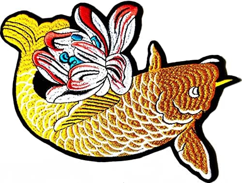 Kağıt mendil. Büyük Büyük Jumbo Şanslı Japonya Sazan Koi Sarı Balık Güzel Lotus Demir on Yamalar Moda Stil İşlemeli Motif