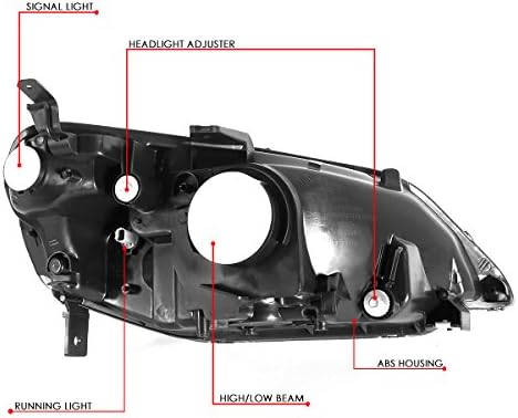 Krom Konut Açık Köşe Far Kafa Lambaları + Araç Kiti ile Uyumlu Honda Civic 01-03