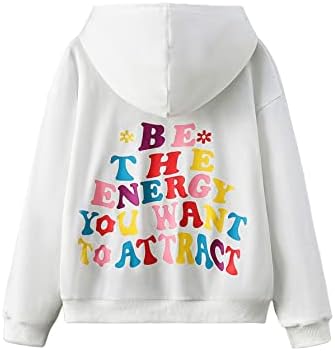 SHENHE kızın grafik sloganı uzun kollu kapüşonlu sweatshirt kazak Hoodies cepli