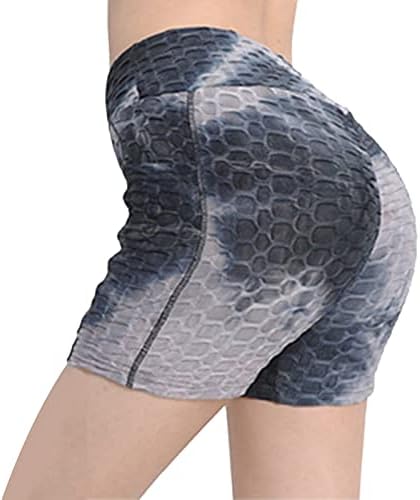 WOMENQAQ kadın Yoga Şort Cep Kravat Yüksek Bel kalça Kaldırma Sıkı Boyalı Şeftali Kalça fitness pantolonları Yoga Egzersiz