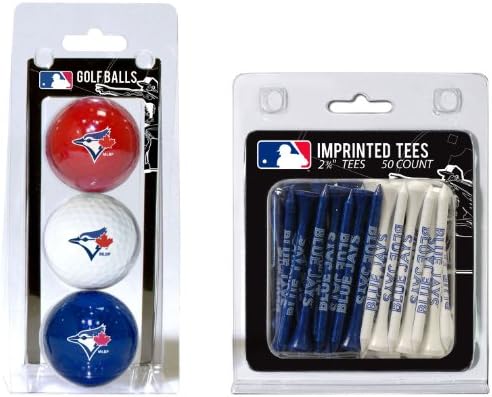 Takım Golf MLB Toronto Blue Jays Logo Baskılı Golf Topları (3 Adet) ve 2-3 / 4 Düzenleme Golf Tees (50 Adet), Çok Renkli