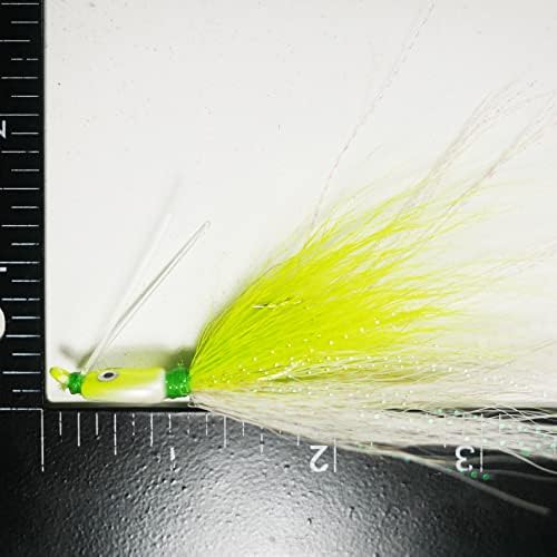 (Chartreuse ) Key West Kemik Balığı Bucktail Jigs - Düz-1/8 oz-3'lü Paket