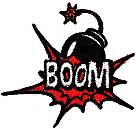 Yama 1 Adet 7. 7x7 cm / Bom Bom! Bomba Süper Kahraman Komik Sloganı Şaka Rockabilly Biker Rider Ceket Yelek Yama Dikmek Demir