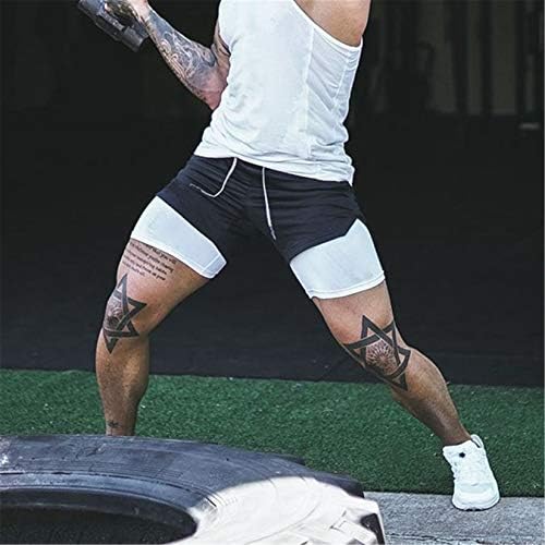 Andongnywell erkek 2 in 1 Spor Salonu egzersiz şortu Elastik İpli Eğitim Vücut Geliştirme Kısa Pantolon