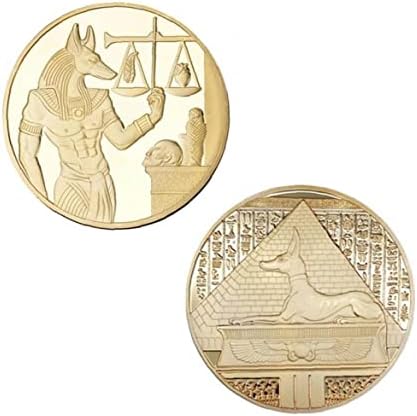 Froiny 1 adet Altın Kaplama Mısır Ölüm Koruyucu Anubis Kopya Paraları Mısır Hatıra Paraları Seyahat Koleksiyonu Hediye