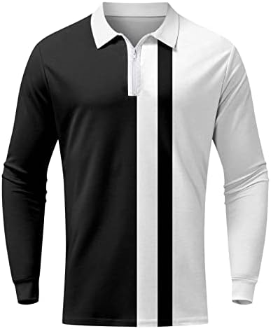 WOCACHİ 2022 polo gömlekler Mens, Uzun Kollu Balıksırtı Patchwork Golf Üstleri Streetwear Casual Kas Tasarımcı Gömlek
