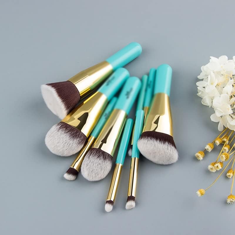 WPYYI 9 ADET Makyaj Fırçalar Seyahat Dostu Marka Fırçalar Set Profesyonel Makyaj Fırçalar Mavi & Altın Renk Moda Kabuki Fırça