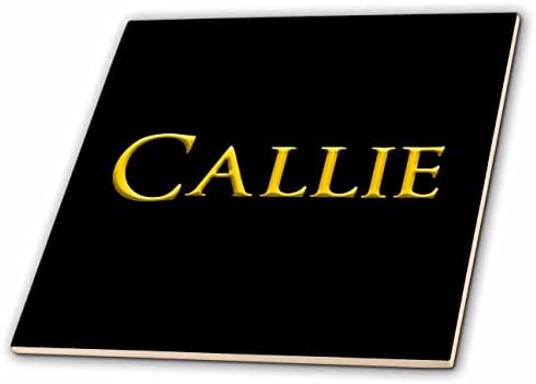Amerika'da 3dRose Callie zarif kız bebek adı. Siyah tılsımlı fayanslarda sarı (ct_351368_1)