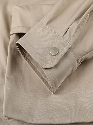 OSHHO Ceketler Kadınlar - Erkekler için Flap Cep Damla Omuz Ceket Tee Olmadan (Renk : Haki, Boyut: X-Küçük)