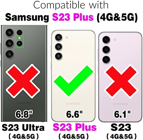 Asuwish Telefon Kılıfı için Samsung Galaxy S23 Artı S23+ 5G Cüzdan Kapak ile RFID Engelleme Kredi Kartı Tutucu Bilek Crossbody