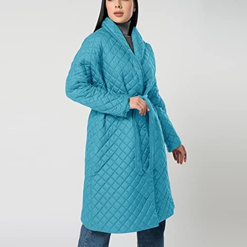 Kadın Pamuk Midi Ceket Vintage Elmas Ekose Uzun Diz Boyu Kış Sıcak Gevşek Rahat Ceket Palto Kemer ile