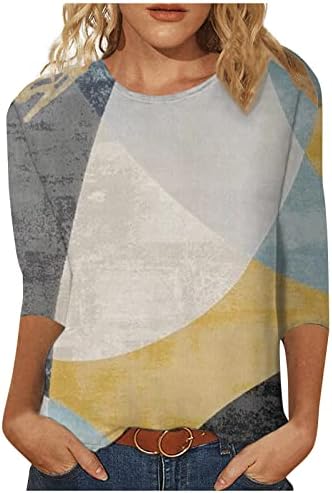 Bayan Renk Blok Tişörtü Crewneck Hiçbir Kaput Düz Gömlek 3/4 Kollu Kazak Tops Kış Moda Moda Giyim