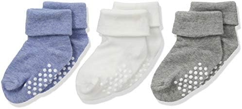 Jefferies Çorap Unisex Bebek Yürüyor Pamuk Kaymaz Dönüş Manşet Çorap 3 Çift Paketi
