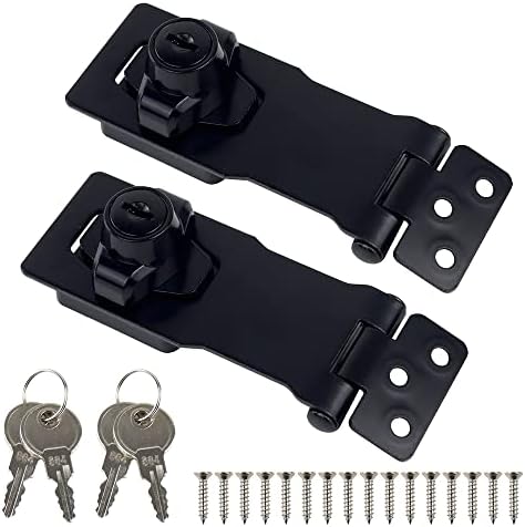 2 ADET 4 İnç Siyah Anahtarlı asma kilit Büküm Topuzu Anahtarlı Kilitleme Hasp 2 Tuşları ve Küçük Kapılar için Montaj Vidaları