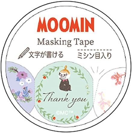Gakken Sta: Tam Moomin Maskeleme Bandı, Genişlik 1,2 inç (30 mm) x 16,4 ft (5 m), Delikli Yuvarlak M05406