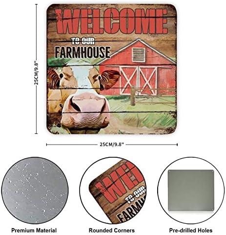 Vintage Metal İşareti Plak Rustik Ahşap Tahıl Çiftlik evimize hoş geldiniz Çiftlik hayvanları inek Ve ahır Metal Poster Retro