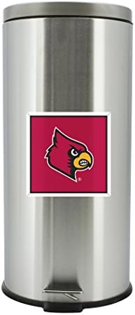 NCAA Louisville Cardinals Ayak Pedallı Paslanmaz Çelik Çöp Kutusu, 30 Litre