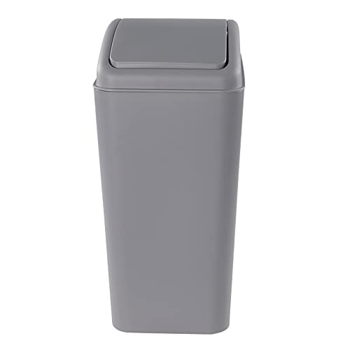 AnnkkyUS Döner Kapaklı Plastik Çöp Kutusu, 16 L Küçük Çöp Kutuları, Gri