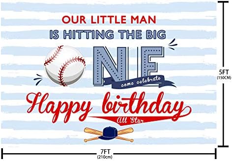 MEHOFOND Beyzbol Boy 1st Doğum Günü Backdrop Beyzbol Spor Doğum Günü Süslemeleri Banner Bizim Küçük Adam İsabet Büyük Bir