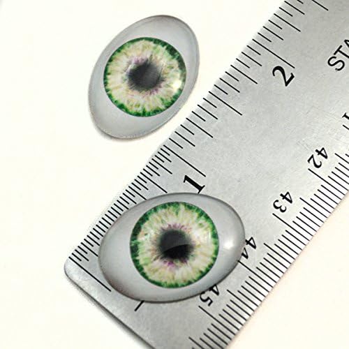 Yeşil Bebek Oval Cam Gözler Fantezi Tahnitçilik Sanat Bebek Yapımı veya Takı El Sanatları 2 Set (13mm x 18mm)