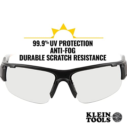 Klein Tools 60536 Güvenlik Gözlükleri, Yarı Çerçeveli Profesyonel KKD Koruyucu Gözlük, Çizilmeye Karşı Dayanıklı ve Buğu