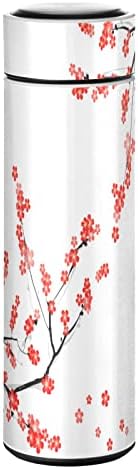 CaTaKu Suluboya Kiraz Çiçeği Su Şişesi Yalıtımlı 16 oz Paslanmaz Çelik Şişe Termos Şişe Kahve Su İçecek Kullanımlık Geniş