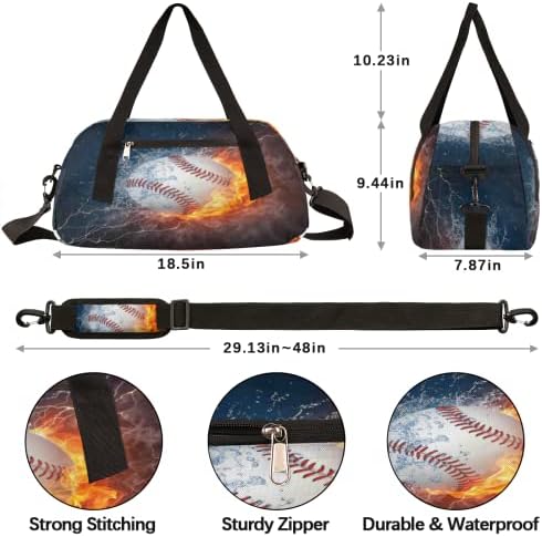 Spor Beyzbol Yangın Su spor çanta Kadın Erkek için, Küçük silindir seyahat çantası Spor Kaçış için seyahat çantası Hafif