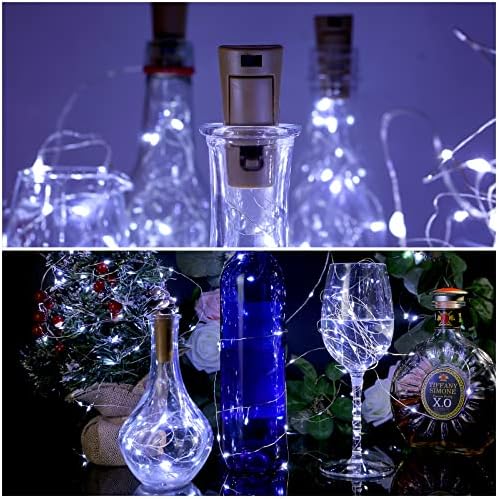 Mantarlı NiHoo şarap şişesi ışıkları, 12 Paket 20 LED pille Çalışan (Dahil) Peri dize ışıkları, Parti düğün yatak odası dekorasyonu