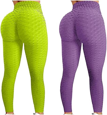 DUOWEI Yoga Pantolon Kadınlar ıçin Artı Boyutu Yüksek Bel Kabarcık Spor Bel Egzersiz Kalça kadın Yoga Koşu Yüksek Yoga Pan