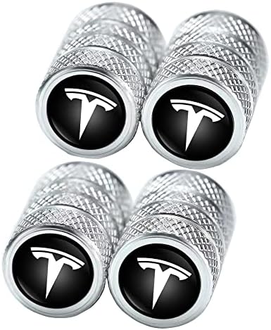 Metal Araba Lastik Vana Caps Vana Kök Kapak ile Uyumlu Tesla Modeli Y X S 3 Serisi Lastik Araba Dekorasyon Aksesuarları (gümüş