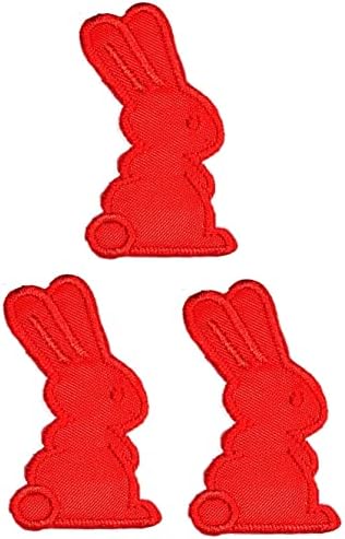 Kleenplus 3 adet. Mini Kırmızı Tavşan Yama İşlemeli Rozet Demir On Dikmek Amblemi Ceketler Kot Pantolon Sırt Çantaları giysi