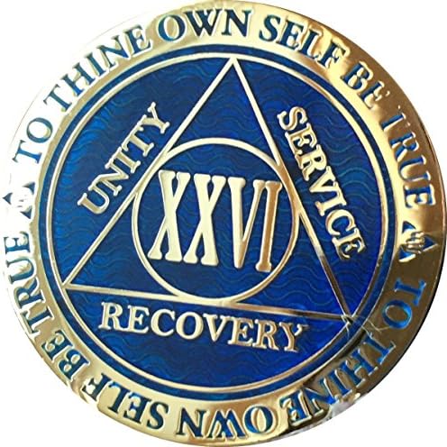 RecoveryChip 26 Yıl Refleks Mavi Altın Kaplama AA Madalyon Çip