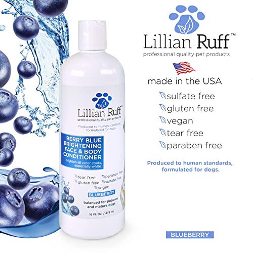 Lillian Ruff Berry Blue Aydınlatıcı Yüz ve Vücut Yıkama Şampuanı ve Saç Kremi Köpekler ve Kediler için Set-Yırtılmaz Yaban