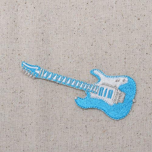 Elektro Gitar-Turkuaz / Beyaz-Müzik - İşlemeli Demir on Patch