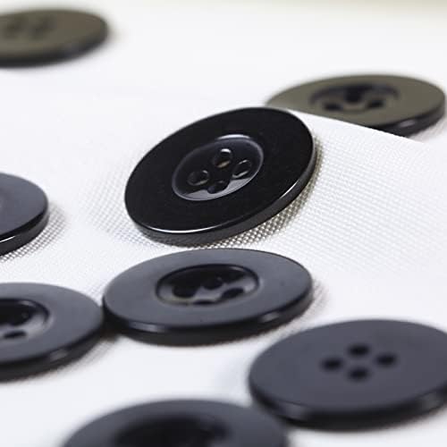 Dikiş için 80 Adet Büyük Siyah Düğmeler Reçine El Sanatları için 3/4 inç Düğmeler Siyah Ceket Düğmeleri Mercan Dikiş, DIY
