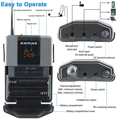 EXMAX EX-938 UHF Ses Akustik İletim Kablosuz Fısıltı Tercüme Kulaklık Sistemi Gürültülü Sergi Salonlarında Dersler için Sosyal