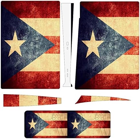 Vintage Porto Riko Bayrağı Tam Koruyucu Cilt Kapak Wrap çıkartma ile Uyumlu P-S - 5 Konsolu ve Denetleyici