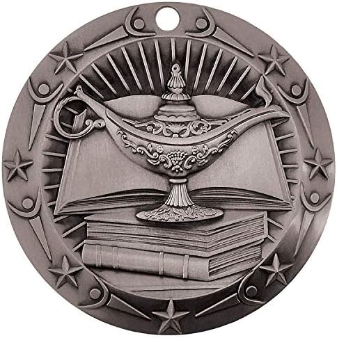 Akademik Dünya Standartlarında Madalya-3 İnç Genişliğinde Lamba Bilgi Madalyon Yıldız ve Çizgili Amerikan Bayrağı V Boyun