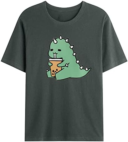 Erkek Sevimli Dinozor Baskı Üstleri Kısa Kollu O-Boyun T-Shirt Günlük Rahat Gömlek Tees Kazak Bluz Kazak