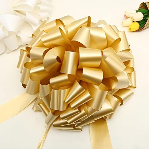 BOXHOME Büyük Araba Yay 17 Altın Büyük hediye paketi Şerit Çekme Yaylar için Parti, Doğum Günü, Düğün Çelenk ve Yağma, Bağış